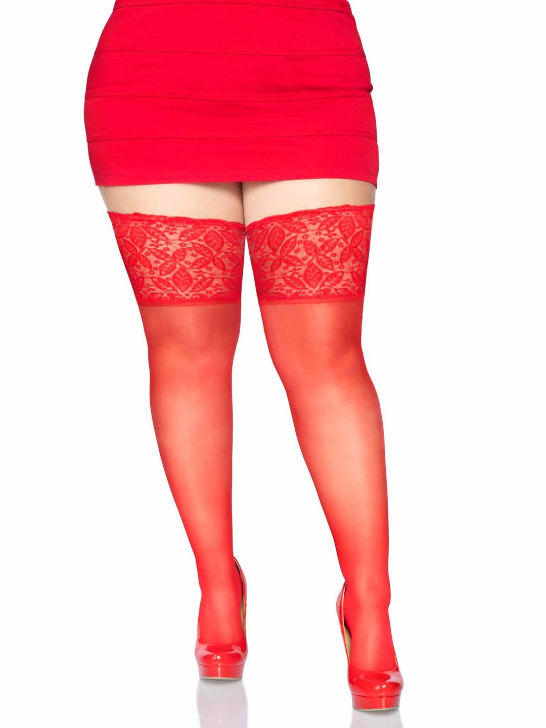 Spandex Sheer Thigh Highs with Lace top - 9750