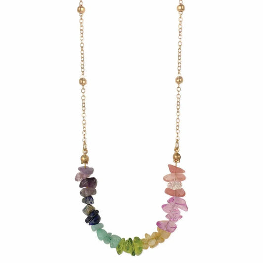 Rainbow Crystal Chip Necklace